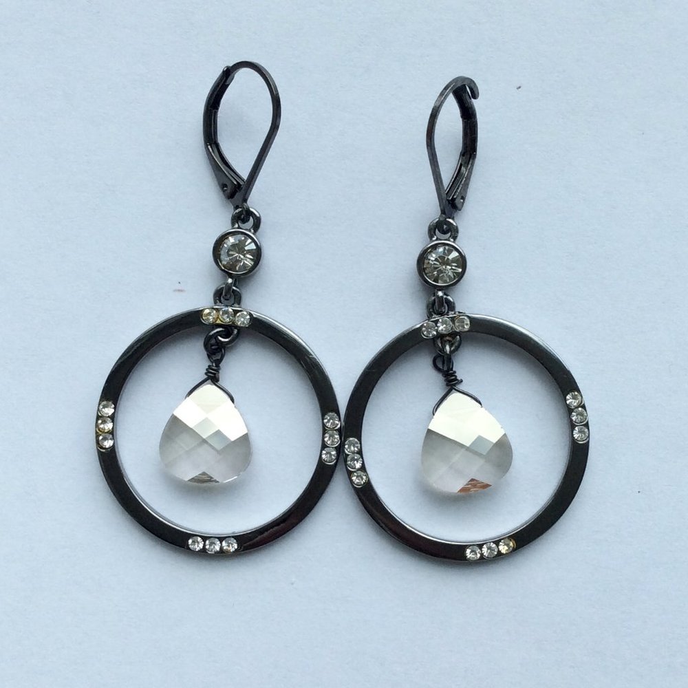Hematite Circle Drop Earrings